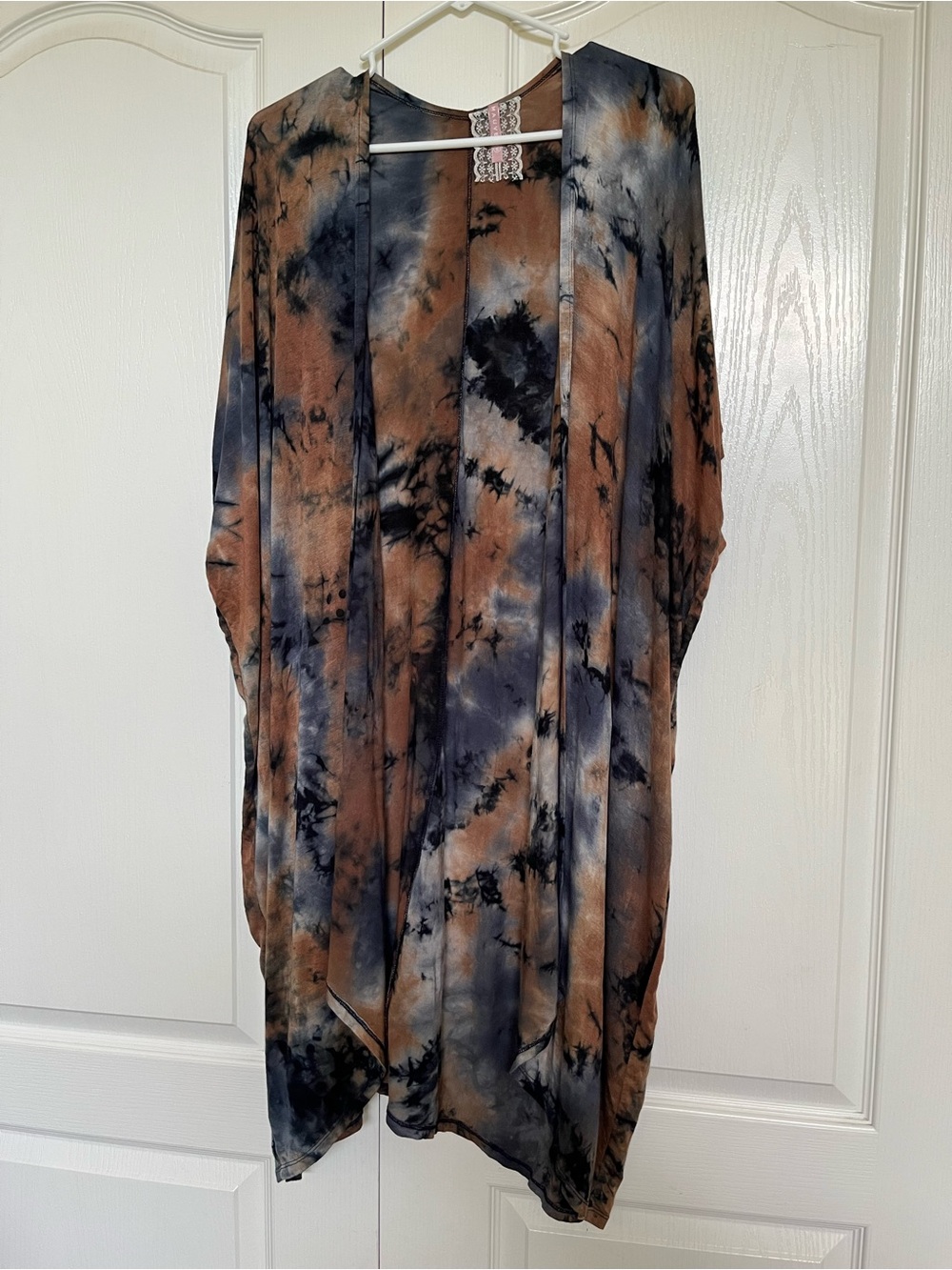 Mauve Brown and Black Tie-Dye Top